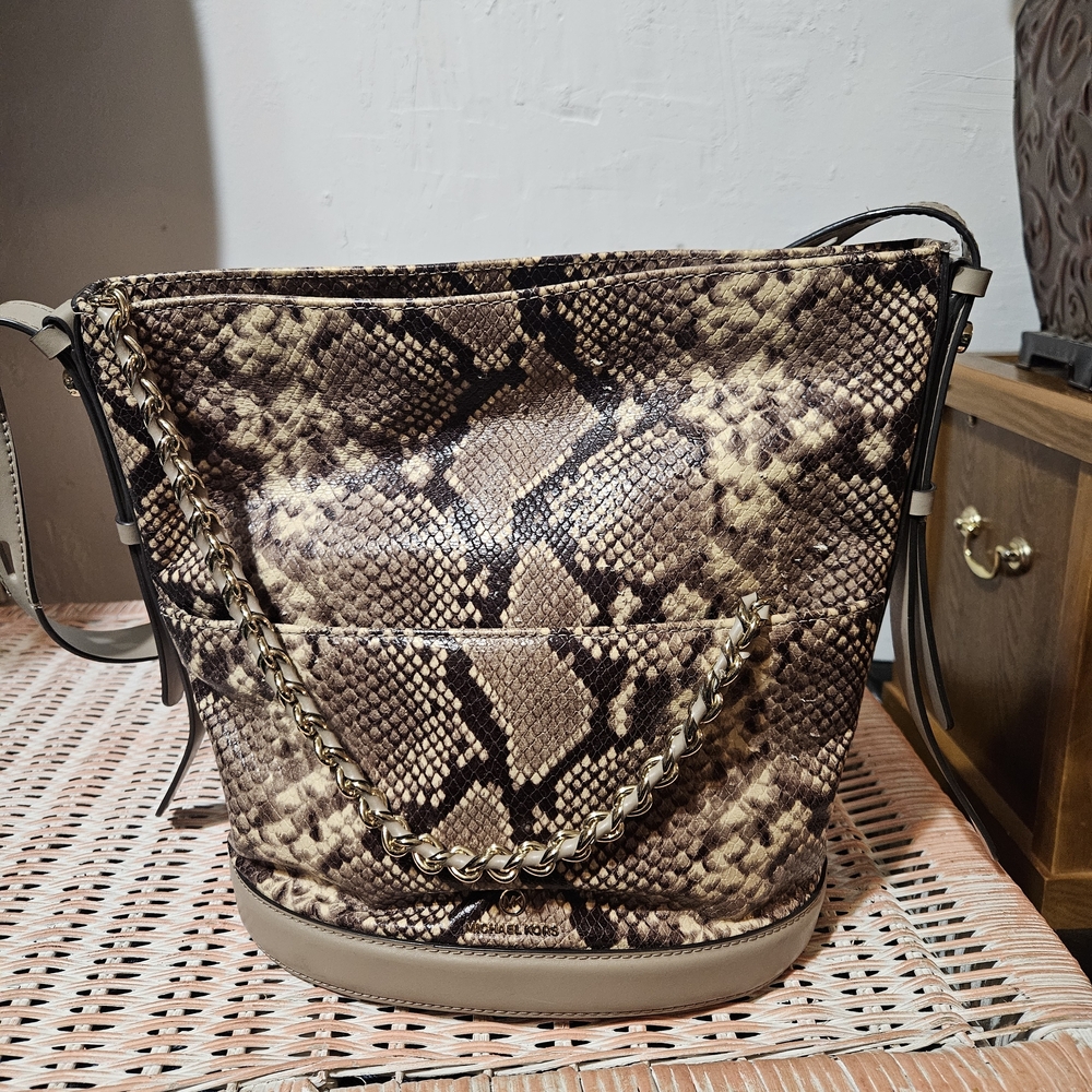 Michael Kors Snake Print Shoulder Bag with Chain